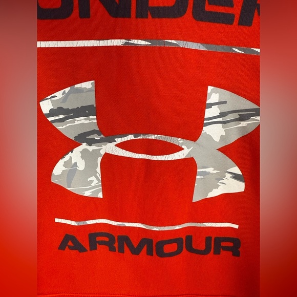 Under Armour mens orange and white camo pullover hooded sweatshirt hoodie size M - Picture 3 of 10